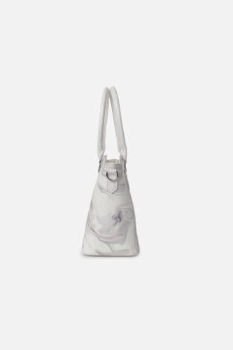 Women White Print Casual Tote Bag