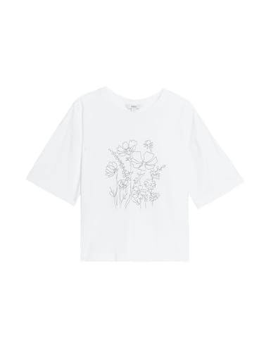 Marks & Spencer Pure Cotton Embroidered T-Shirt White Mix