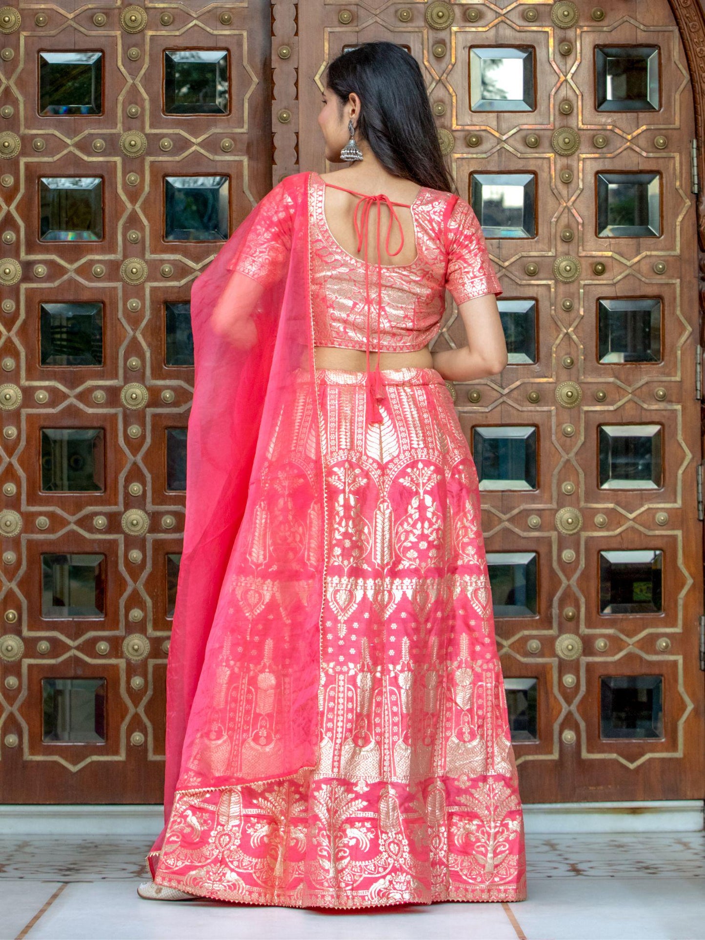 Neon Pink Zardozi Lehenga Set