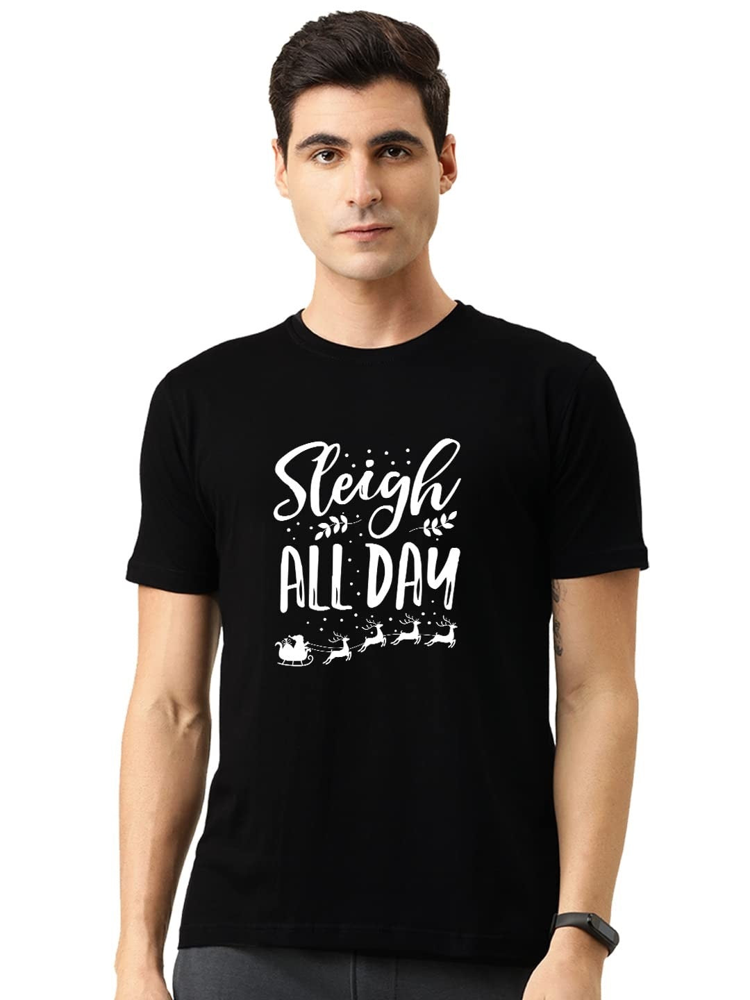 Round Neck T-Shirt (Black, S)