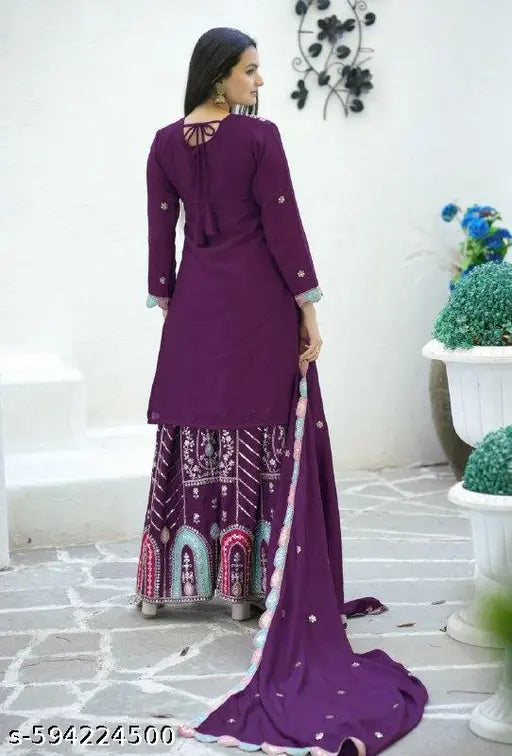 Presenting New Designer Embroidered Chinon suit With Seq. Embroidered Work