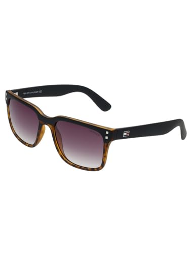 Tommy Hilfiger Sunglasses | Purple Lens | Black Frame | Full Rim Rectangle Shape Branded Latest and Stylish Non Polarized Eyewear | 100% UV Protection | Men Sunglasses| Size Medium | TH 1597 C1