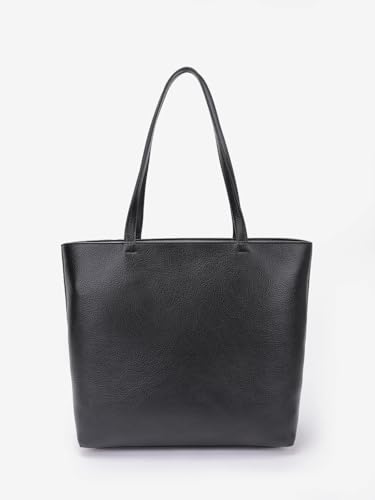 Tommy Hilfiger Solid Black Pu Tote Bag