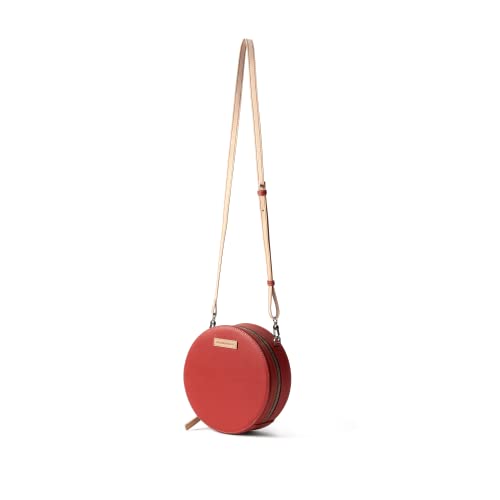 DailyObjects Printed Orbis Round Sling Crossbody Bag For Women| Stylish Terracotta Red Print Vegan Leather Purse With Slip Pocket Inside| Zip Closure & Adjustable Strap| Storage Space For Essentials