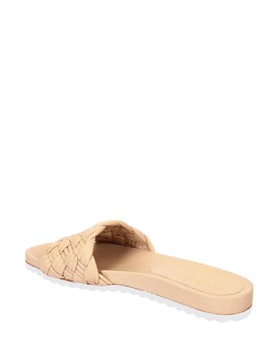 eske Liana Women's Black Leather Slide Sandals – Braided Strap | Flat Slip On Sandals for Women | Stylish Daily Wear Slides with Cushioned Insole & Anti-Skid Sole (Cream Tan, UK Footwear Size System, Adult, Women, Numeric, Medium, 6)