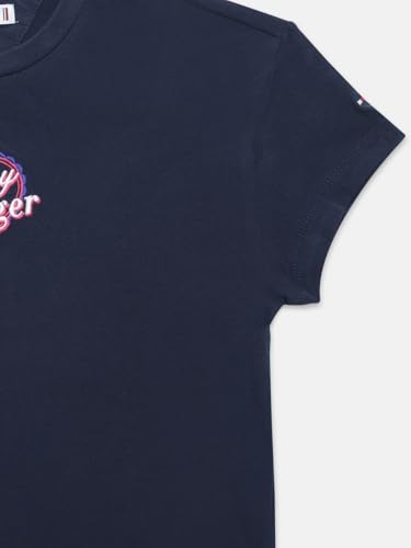 Girls Graphic Regular Fit Cotton T-Shirt Blue