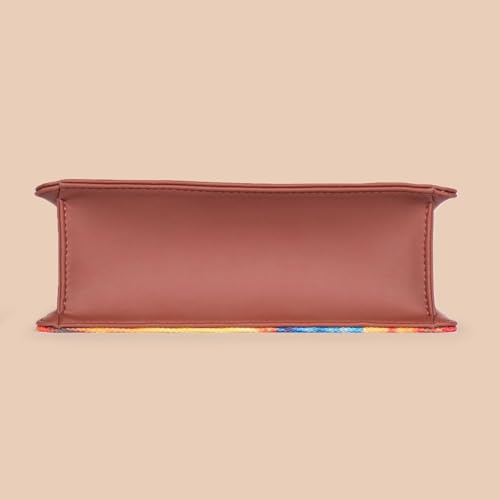 ZOUK Mughal Garden Printed Vegan Leather Black Flap Closure Beyond Basic Sling Bag For Women's Girls