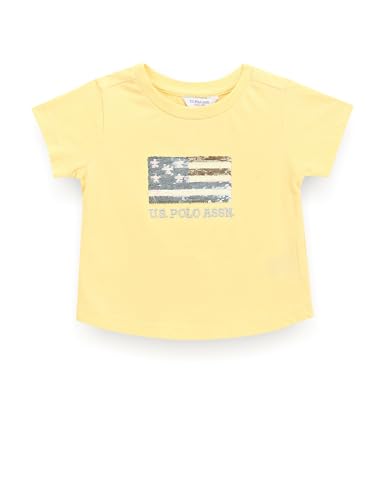 U.S. POLO ASSN. Girls Flip Sequin T-Shirt Light Yellow