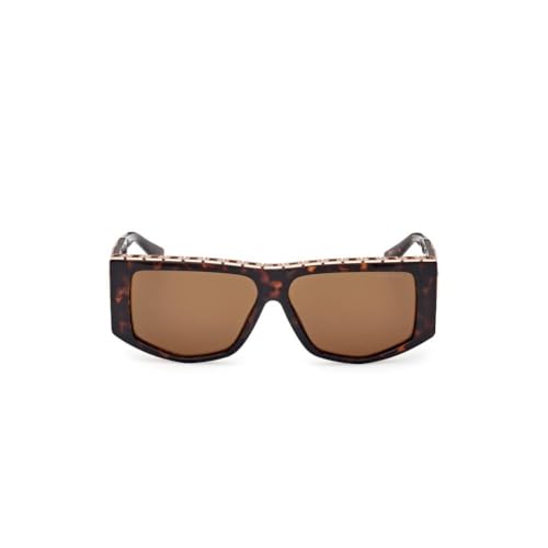 Guess sunglasses| 100% UV protected | Solid | Full Rim | Pentagon | Women | Large | Shiny Rose Gold-Shiny Dark Brown Demi Alloy Metal Frame | Solid Brown Lens