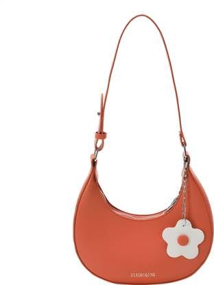 HaveGlam Trendy Women's Shoulder Sling Bag with Flower Charm | Lightweight PU Leather Handbag for Daily Use | Stylish Hobo Bag with Adjustable Strap-Orange