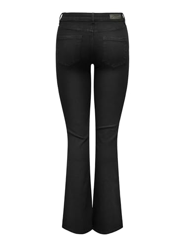 ONLY Women Cotton Blend Stretchable Mid-Rise Bootcut Black Jeans
