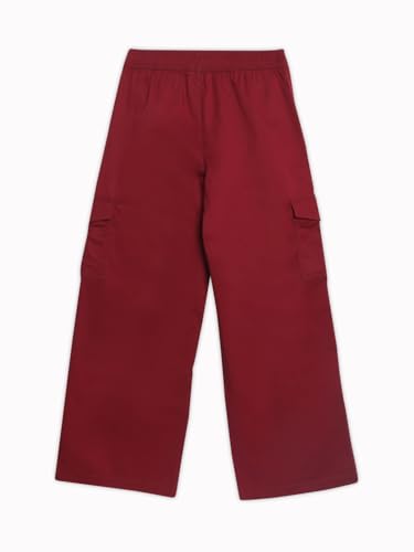 Girls Wide Leg Fit Solid Mid-Rise Cargo