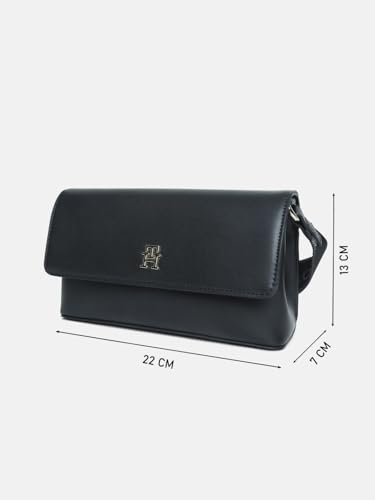 Solid Black Polyurethane Sling Bag