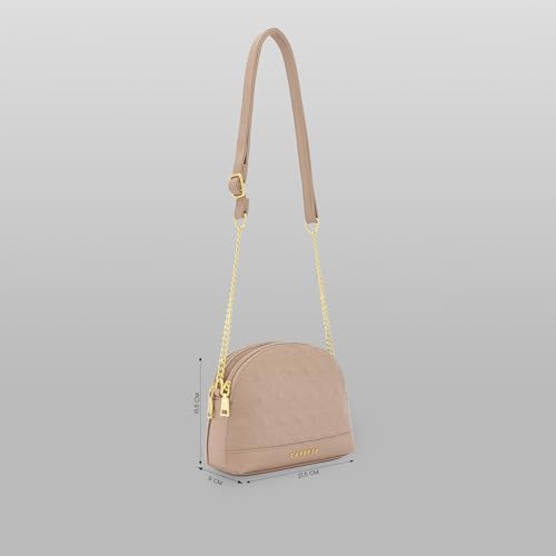 Caprese Rain Medium Sling Bag for Women | Elegant Multi-Compartment Shoulder Handbag with Adjustable & Detachable Strap | Premium Designer Party & Travel Bag with Dual Closure (Mocha Mousse)