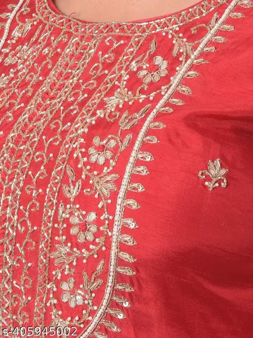 Dollar Missy Pack of 1 Red Colour Premium-Quality Fabric Women'S Kurti & Pant & Dupatta
