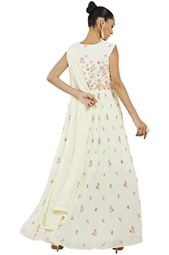 Soch Women Yellow Georgette Embroidered Gown (Yellow_XL)