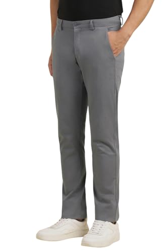 Men Grey Slim Fit Textured Casual Trousers