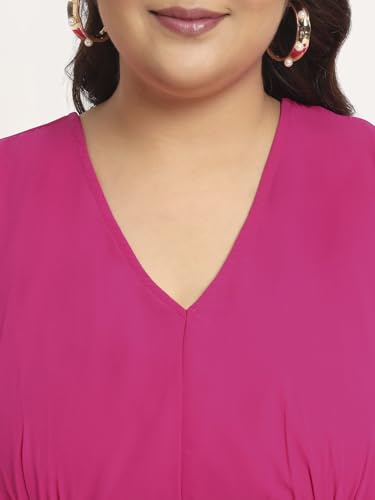 wild U Women Plus Size Maxi Gown | Beaded Tassel | Bare Back | Western Dress for Women - Fuchsia (Pink, Size : 6XL)