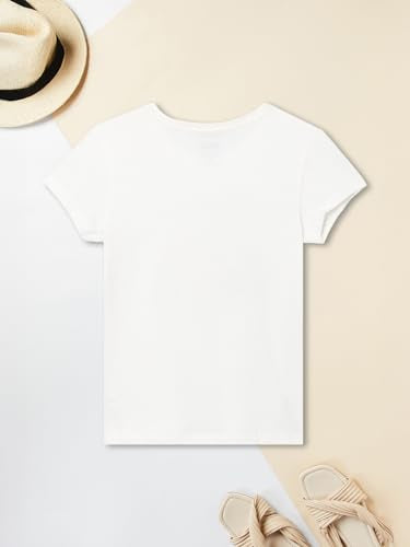 Max Girls Printed T-Shirt (White_10-12 Y)