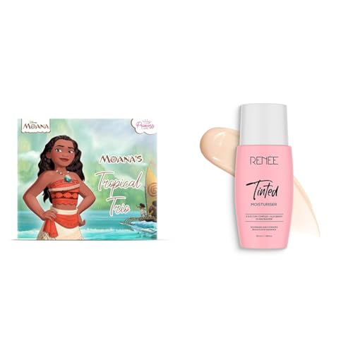 RENEEPrincess By Disney Moana’s Tropical Trio Nail & Lip Kit For Preteens Moana Beachy Peachy Lip Balm Tinted Moisturiser - Ivory Lustre | Niacinamide, Acai Berry & Ectoin | 50 ml