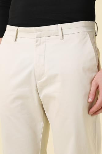 Men Beige Solid Casual Trousers