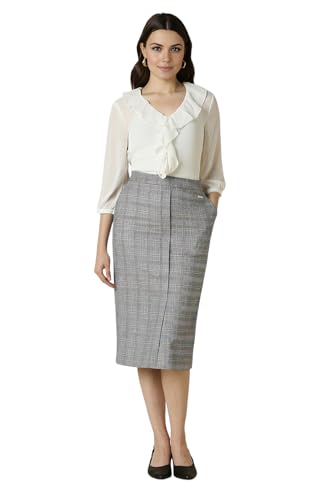 Allen Solly Women Grey Check Formal Skirt