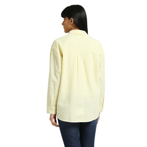 Pepe Jeans Women's Striped Oversized Fit Shirt (PL304908_Cornish Yellow