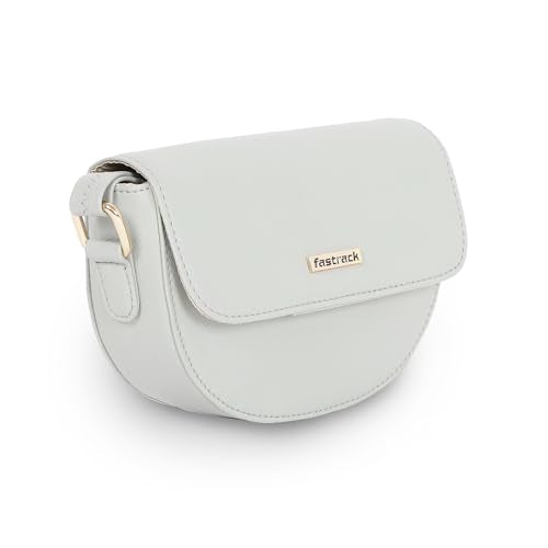 Fastrack Solid Half Moon Sling Bag For Women, Girls and Ladies | with Adjustable Straps & Magnetic Flap Closure, Grey