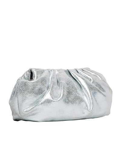 Liselle Kiss Julie Shoulder Metallic Suede Bag, Silver Suede, One Size