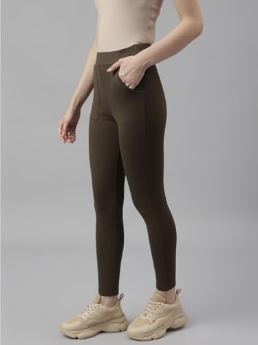 Latin Quarters Women Olive Green Solid High Rise Casual Jegging_M