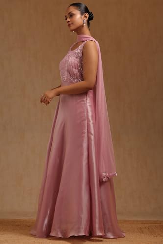 Soch Women's Organza Floor Length Gown (OWA5CD22582_Pink