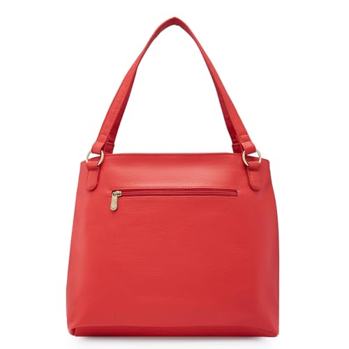 Caprese Andrea Tote Bag, Medium-Coral | Stylish Handbag for Women | Spacious, Versatile Office & Daily Essentials Tote | Top Zip Closure