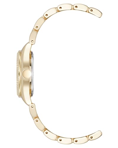 Nine West Women's Bracelet Watch, Analog Display, Gold-Tone Metal Band, Limited Movement, Textured Bezel, Mineral Crystal Lens