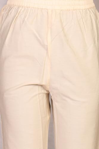 W for Woman Off White Zari Work Jacquard Anarkali Kurta with Straight Pant and Dupatta Set - (WS13229-314322-3XL)