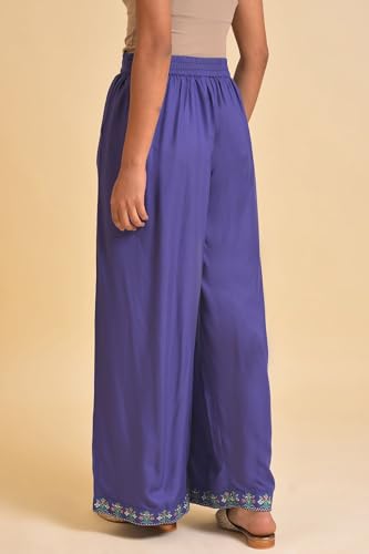 W for Woman Light Purple Floral Printed Lace Rayon Straight Kurta and Parallel Pant Set (ONWAS18662-120066-M)