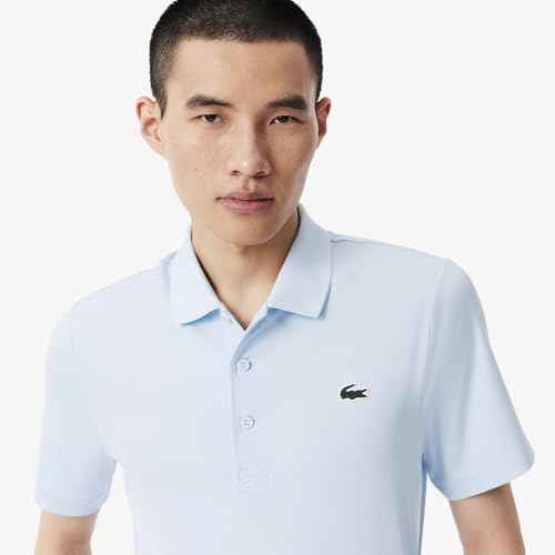 Lacoste Men's Solid Regular Fit Polos (DH8915T01_Light Blue