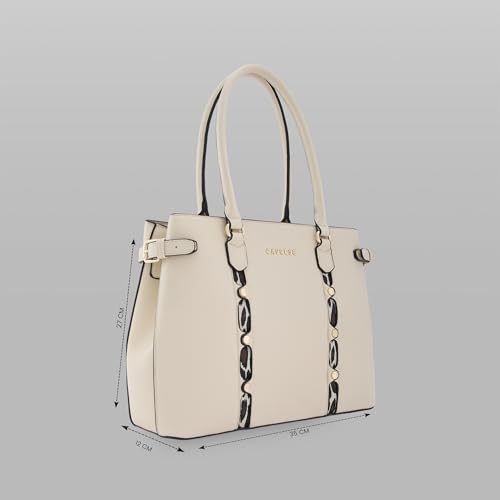 Caprese Chelsea Large Satchel Bag for Women | Elegant Multi-Compartment Office Handbag with Adjustable & Detachable Strap | Shoulder & Crossbody Sling Bag with Zipper Closure (Alpine Oat)