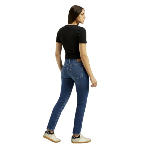 Levi's Women's Dark Blue Straight Fit Mid Rise Jeans