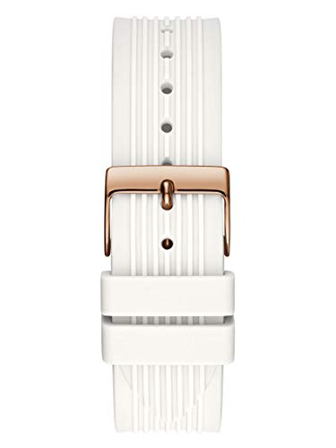 GUESS Athena Analog Watch for Women with White Round Dial & White Silicone Strap Band Water Resistant Women's Wrist Watches - GW0030L3