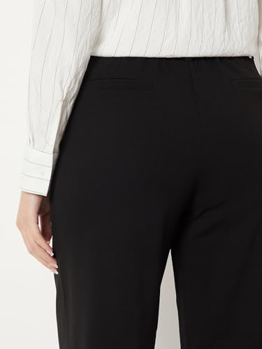 Max Women Solid Wide Leg Trousers (Black_XXL)