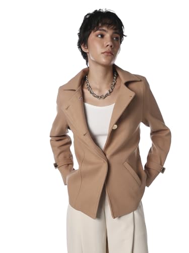 ONLY Women's Solid Regular Fit Brown Jacket