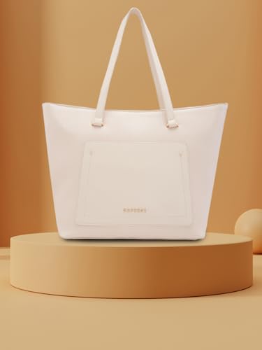 Caprese Roima Tote Bag, Large-Beige | Stylish Handbag for Women | Spacious, Versatile Office & Daily Essentials Tote | Top Zip Closure