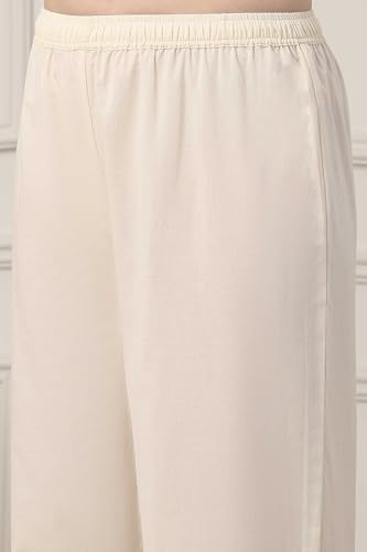 Biba Women White Cotton Anarkali Suit Set_38