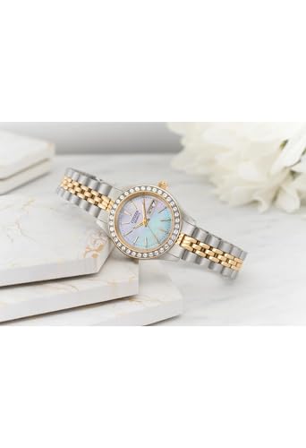 Citizen Womens Ladies' Dress Quartz Stainless Steel Blue Dial Analogue Bracelet With Crystals And Day Date, Two-Tone Band