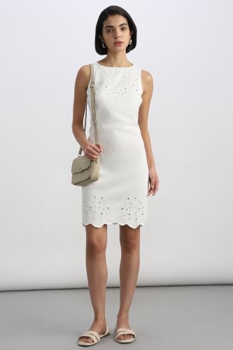 Women White Embroidered Casual Dress
