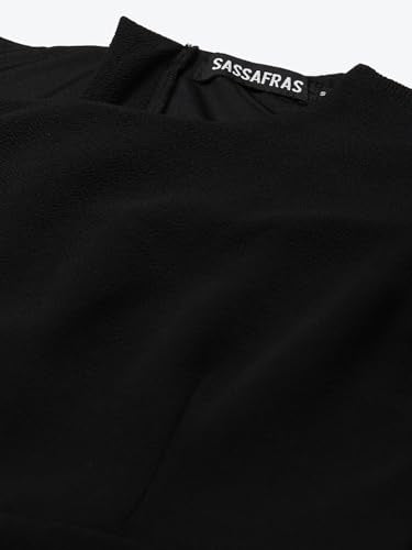 Sassafras Black Frill Cape Bodycon Dress SFDRSS10296XS