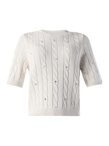 ONLY Women's Self Design Regular Fit White Sweater