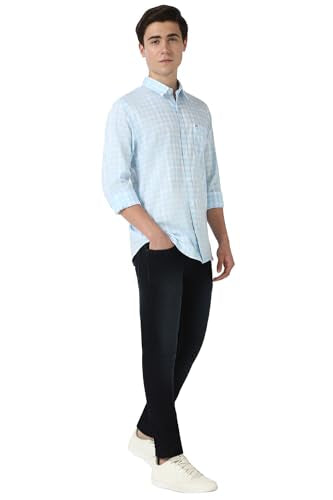 Men Blue Slim Fit Check Shirt