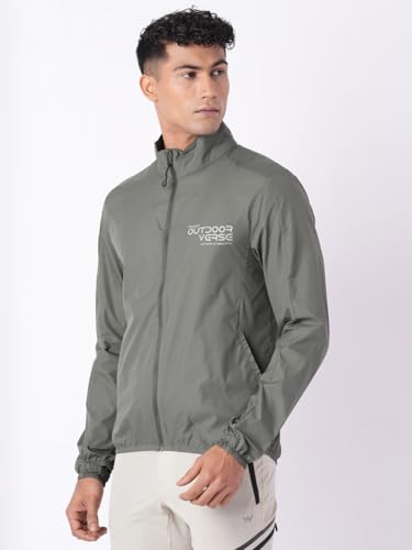 Wildcraft Men Sierra Solid Nylon Blend Collored Casual Wind Breaker Jacket, Full Sleeve - Regular fit, Olive Green, XXXL