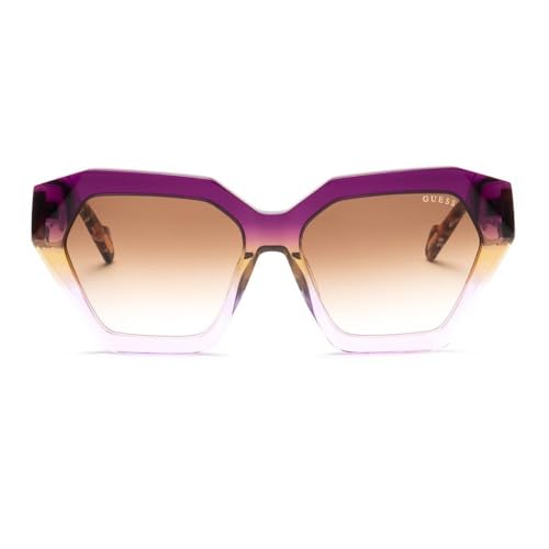 GUESS 100% UV protecetd | Gradient | Large | Full Rim | Hexagonal | Frame: Purple | Lens: Brown